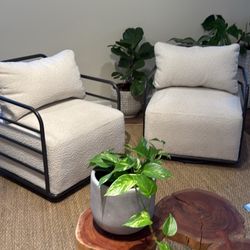 Modern Bouclé Lounge Chairs (Set of 2) 