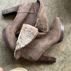UGG Womens Dandylion II Brown Suede Sheepskin Round Heeled Shearling Booties 7.5