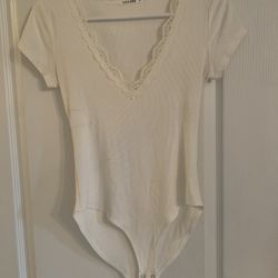 Bodysuit With Lace Trim, Size S