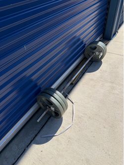 1inch straight bar with 150lb in plates