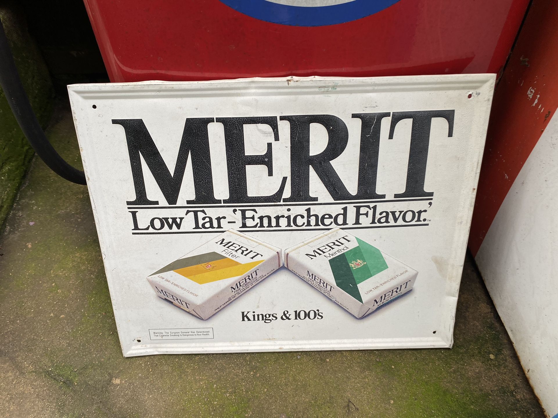 Vintage Metal Merit Cigarette Sign 21.5 x 17 Driveway pick up in Kernersville off of union cross road near Glenn high school