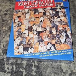 Worlds Most Difficult Jigsaw Puzzle CATS Double Sided 529pc 15"x15" New & Sealed