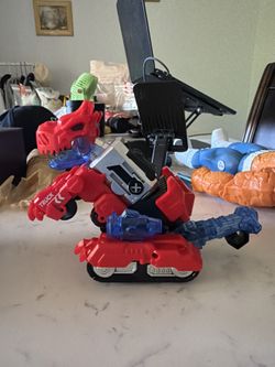 Red Magnetic Dinosaur Transforming Robot Toy