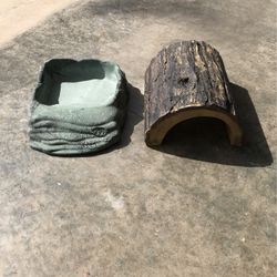 Reptile Water Dish And Cave 