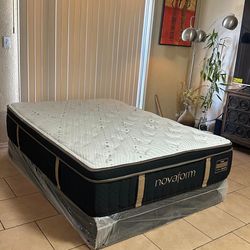 NEW FULL SIZE NOVAFORM PREMIER HYBRID MATTRESS AND BOXSPRING FOR SALE! IN EXCELLENT CONDITION,  FREE DELIVERY