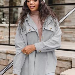 Womens Corduroy Shacket Blouse Button Down Shirt Pocket Long Sleeves Top Jacket Coat  XL extra Large 