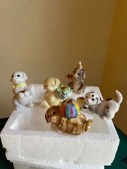 Ceramic Puppy Dog Figurine Candle Holders Set