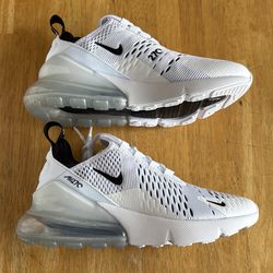 New Nike Air Max 270 White Black Shoes Women’s 6 10, Men’s 8.5, Youth 4.5y