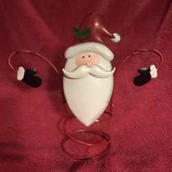 Christmas Metal Santa 9” x 10” Wine Bottle & Glass Holder Stand NEW in Box!