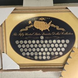 US Commemorative Gallery United States Quarter Dollar Collection Framed I-8323