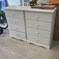 2x Sauder Storybook 4 Drawer Bedroom Dressers, White