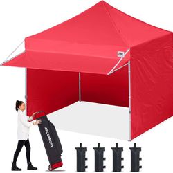 ABCCANOPY 10x10 Commercial Pop up Canopy Tent with Awning Sidewall,Red  20% More Shade by the Awning: This 10x10 pop up canopy tent with s