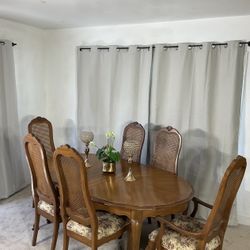 Vintage Extendable Dining Table & 6  Cane Back Chairs 