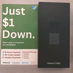 SAMSUNG GALAXY Z FLIP 5 5G UNLOCKED.  FREE SMARTWACH/ HEADPHONES. PAY $1 TODAY  REST IN  PAYMENTS.  NO  CREDIT NEEDED FINANCING               