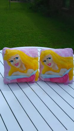 Disney Princess Storybook Pillow Fleece Pink & Yellow 12 X 12 Set Of 2