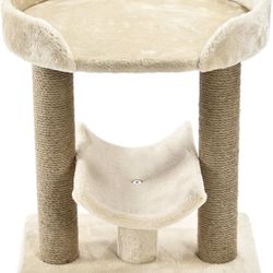 Multi- Platform Cat Tree with Scratching Post for Indoor Cats up to 25lbs, 18 x 14 x 22 Inches, Beige Platform Beige