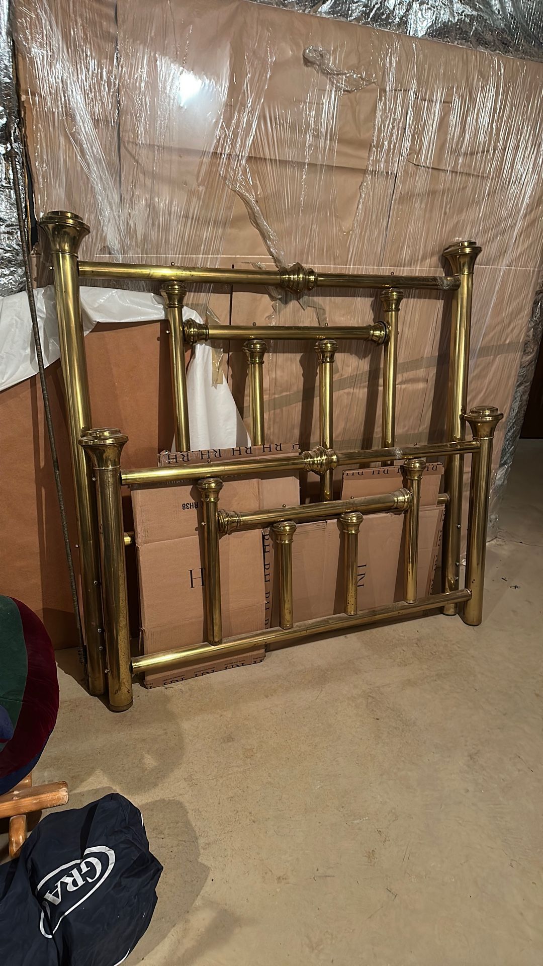 BRASS BED QUEEN ANTIQUE HEADBOARD AND FOOTBOARD