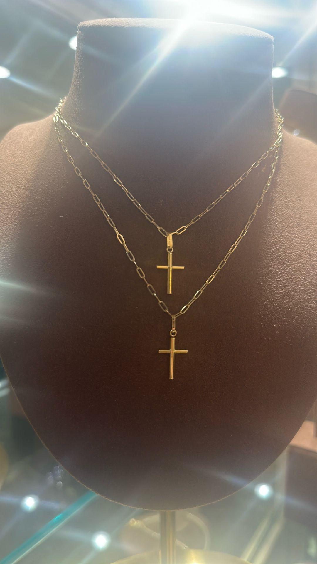 18k Gold Cross Double Chain