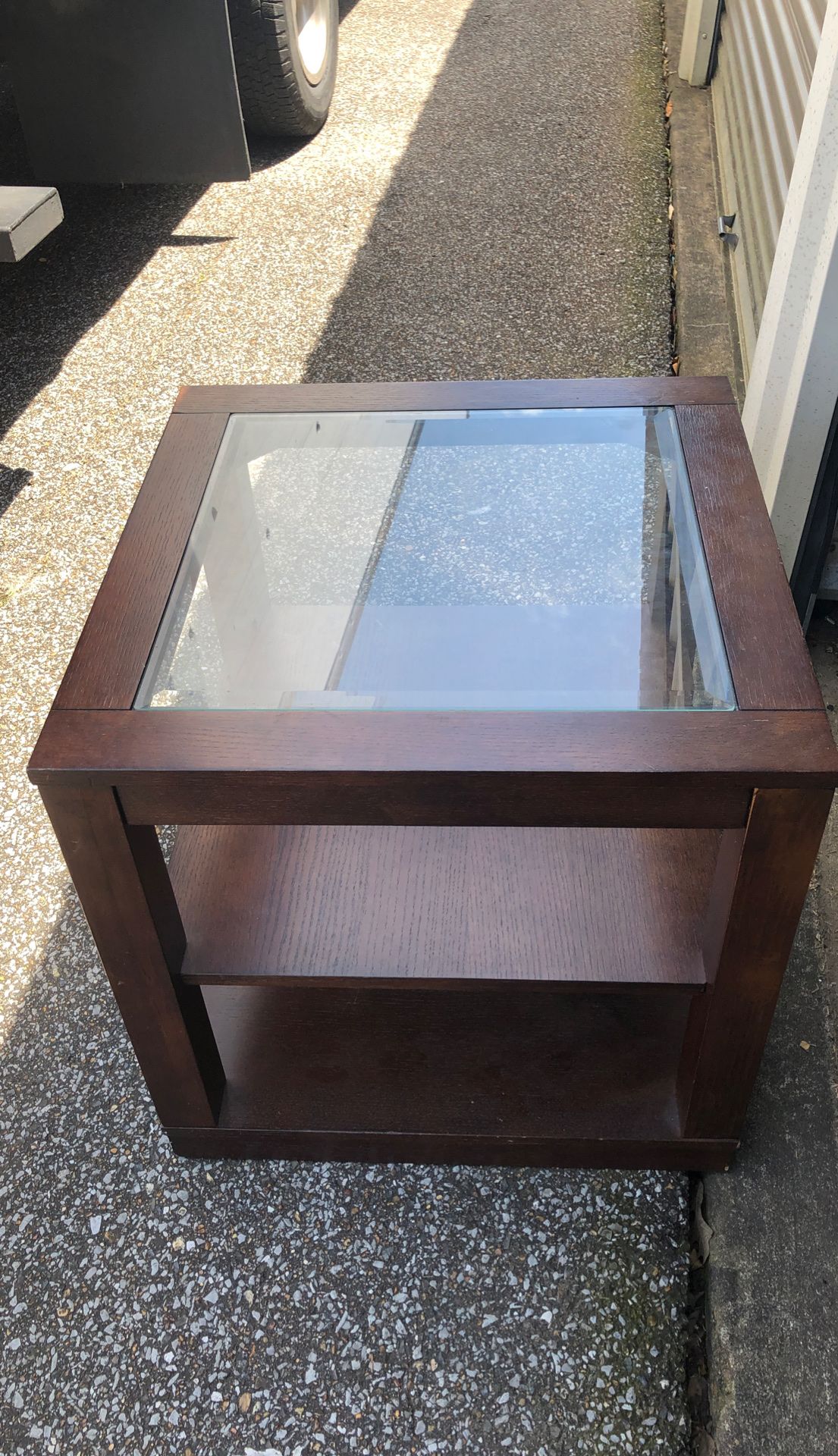 Wooden glass top end table