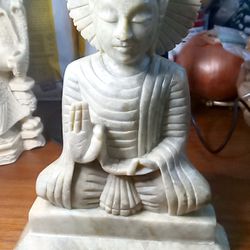 Vintage Chinese Hand Carved Soap Stone Buddha Sculpture