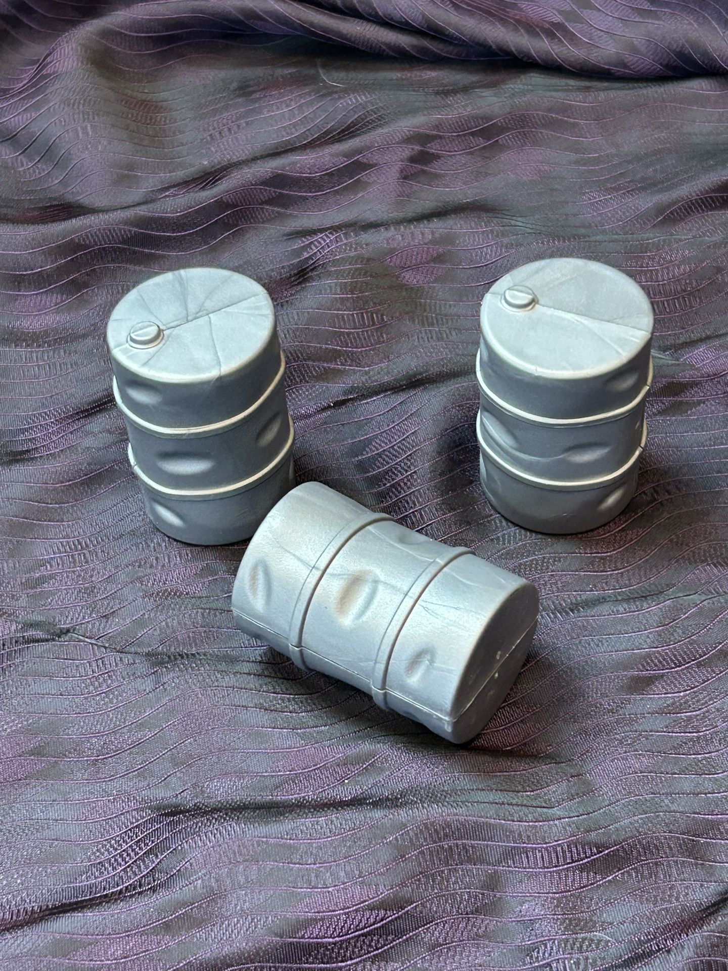 Set Of 3 Gray Barrels Wrestling Action Figure Accessories 