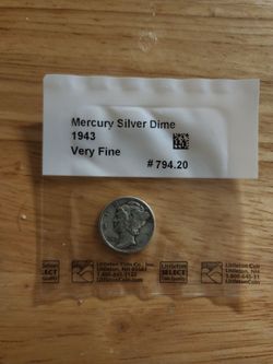 1943 Mercury Silver Dime Very Fine