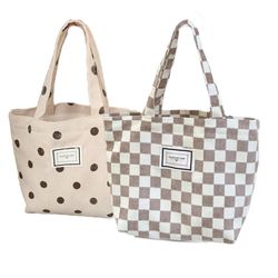 Kovewon 2PCS Corduroy Mini Tote Bag For Women Cute Checkerboard Mini Tote Bag Preppy Aesthetic Reusable Bags For Grocery, Essentials, Water Bottle, Ke