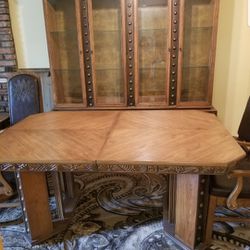 Free Heavy Dining Table& Matching China Cabinet