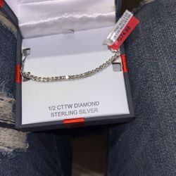 SS 1/2CTTW DIAMOND I-J/13 STERLING SILVER BOLO BRACELET 