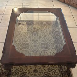 Solid Wood And Glass Center Table 