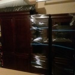 TV Armoire And Two Side Cabinets That Do Light Up