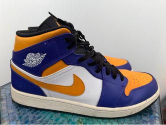Air Jordan 1 Mid Lakers Size 13 Purple and Gold Jordan 1