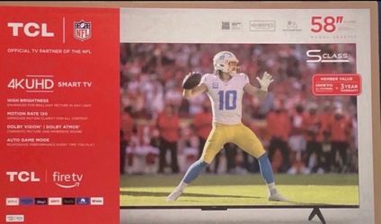 58 TCL Smart 4K HDTV $55 down on Financing free delivery six month warranty