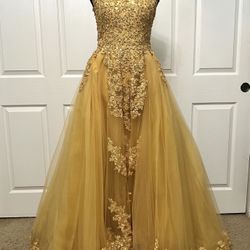 Beautiful Gold Ballgown Dress With Overskirt 