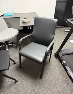 Black Faux Leather Office Chair with Padded Arms