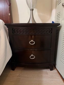 Espresso 2-Drawer Nightstand – Square Pulls