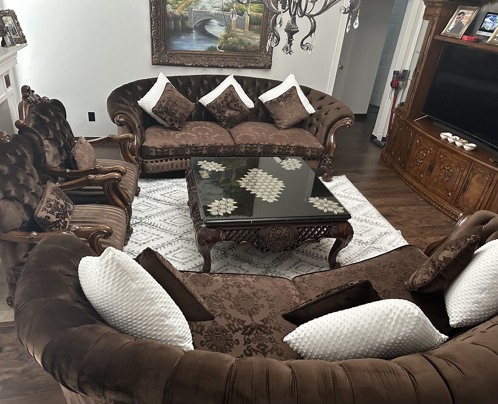 Set Five Piece  Two Sofa Two Chairs and coffee table