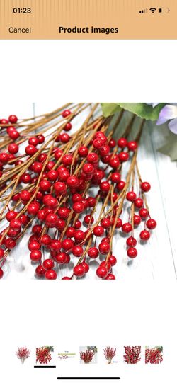 12 Pcs Artificial Red Berries Stems 13.5" Waterproof Berry Branches for Home Holiday Wedding DIY Crafts Decor （ please follow my page all brand new )