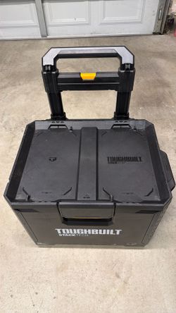 ToughBuilt Portable 2-in-1 Rolling Tool Box with Wheels, Stackable Toolbox Organizer, Removable Tray for Inner Organization, Tough Latches, Black