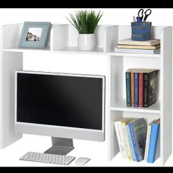 Desk Bookshelf Desktop Storage Organizer Display Shelf Rack Dorm Office White