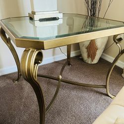 Pair Of Glass Top End Tables 