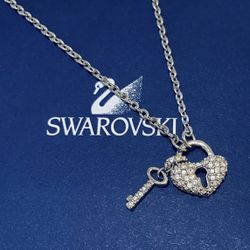 Swarovski Crystal Heart Locket Chain Necklace in Jewelry Box