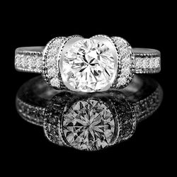 1.25 CT Round Classic Vintage Style Miligree Simulated Diamond Engagement Ring, Simulated Diamond Wedding Sterling Silver Ring 635R12826
