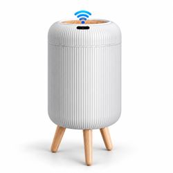 [NEW] 3 Gallon Touchless Sensor Trash Can - White, Wood Legs, Bathroom / Office (Small)