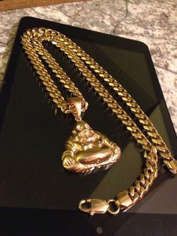 Gold Plated Miami Cuban With Buddha