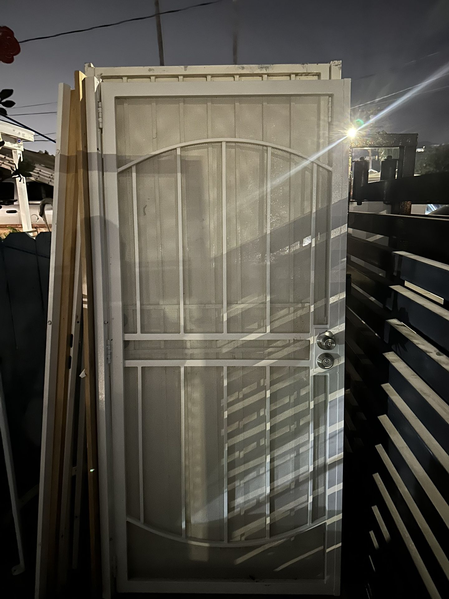 Metal door with frame Width 36 inches Height 80 inches standard size Like new