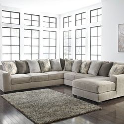 ⚡Ask 👉Sectional, Sofa, Couch, Loveseat, Living Room Set, Ottoman, Recliner, Chair, Sleeper. 

👉Ardsley Pewter 4-Piece Large RAF Sectional