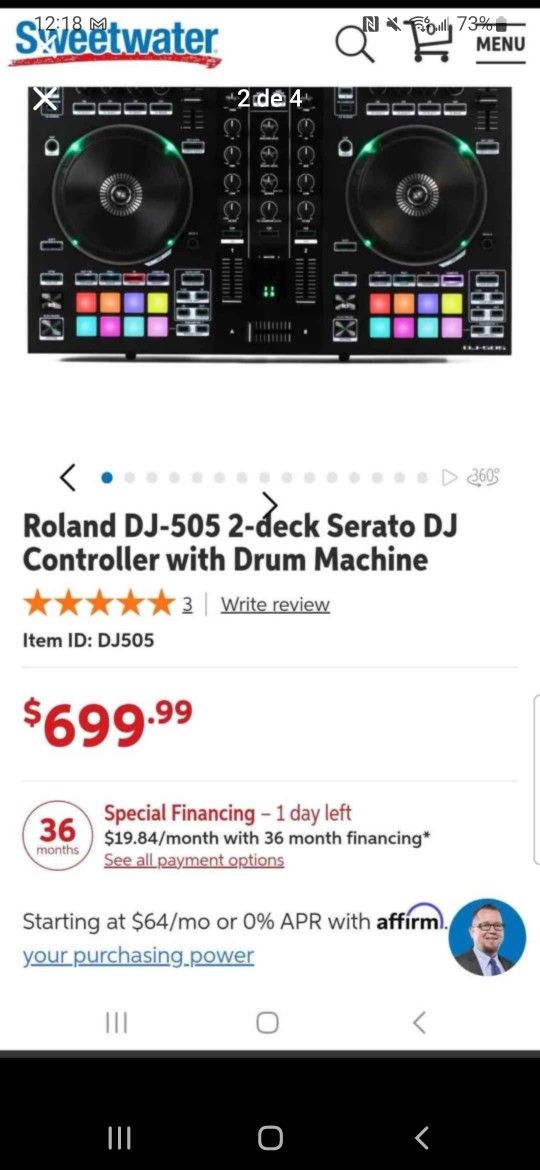 roland dj-505 cotrolador controller dj