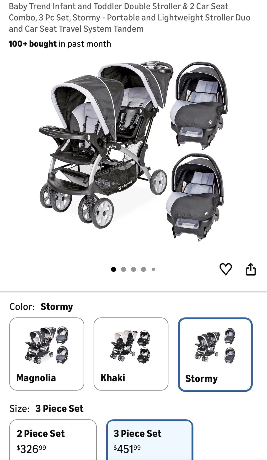 Baby Trend Double Stroller With Carseats