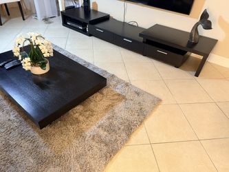 Extendable Tv Console With Coffee Table Black/brown